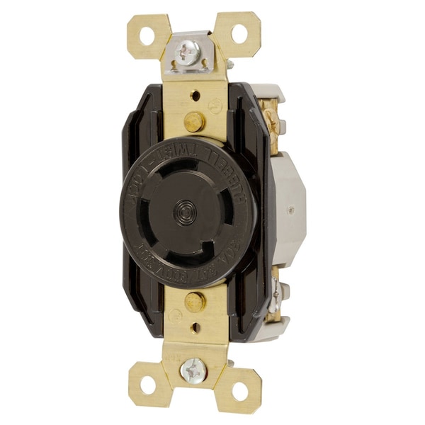 Locking Receptacle, L20-30R, 30 A, 347/600V AC, Three Phase, 4 Pole, Flush Mount, Screw Terminals